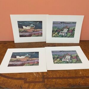 1995 Print Art Lot Of 4 Pieces 2 Of Each Subject 8.5” X 10.5 Jane Schumacher